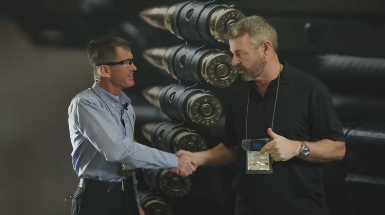 Larry Vickers visits Magtech booth at the Shot Show Magtech